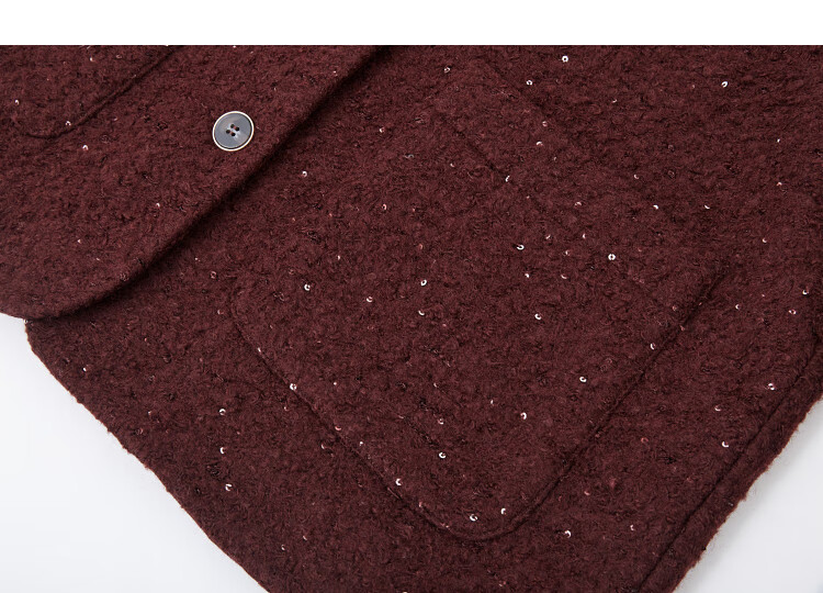 Demana Luxury Soft Wool Winter Intellectual Round Neck Boxy Thick Warm Sequin Loose Double-Faced Wool Coat for Women 4