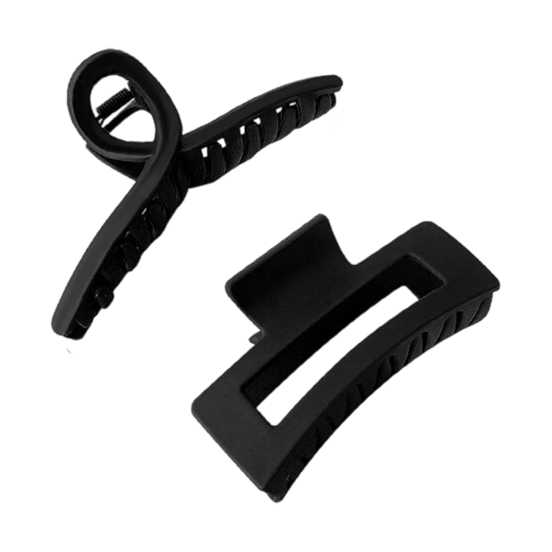 Jianyingshu Black Minimalist Extra Large Hair Claw Clip 2 Pieces Hairpin for Back Hair Styling Shark Clip Hair Accessories