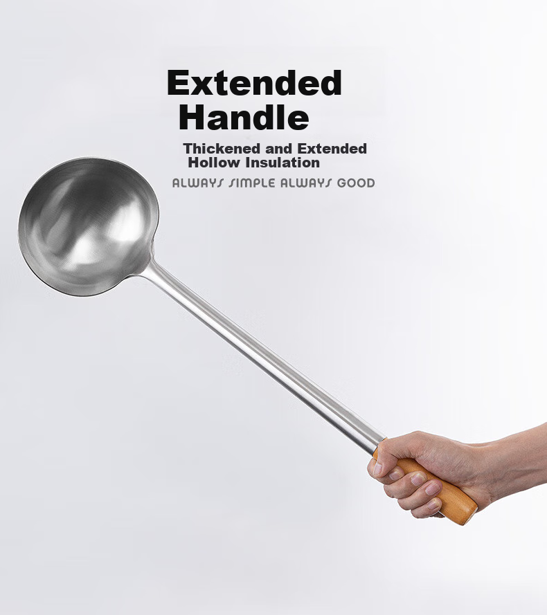Jinyaoshi Stainless Steel Wok Ladle with Wooden Handle, Commercial Chef's Special Cooking Spoon, 500 Grams, GK-CS1000 4