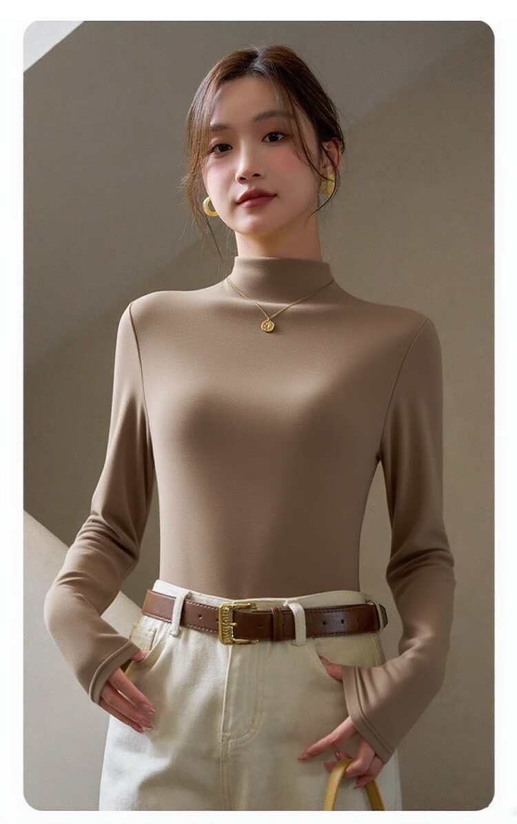 LangSha Half Turtleneck Base Shirt Camellia Oil 10A Antibacterial Autumn Winter Bird's Nest Protein Wearable Base Layer Long Sleeve Mask Shirt 6