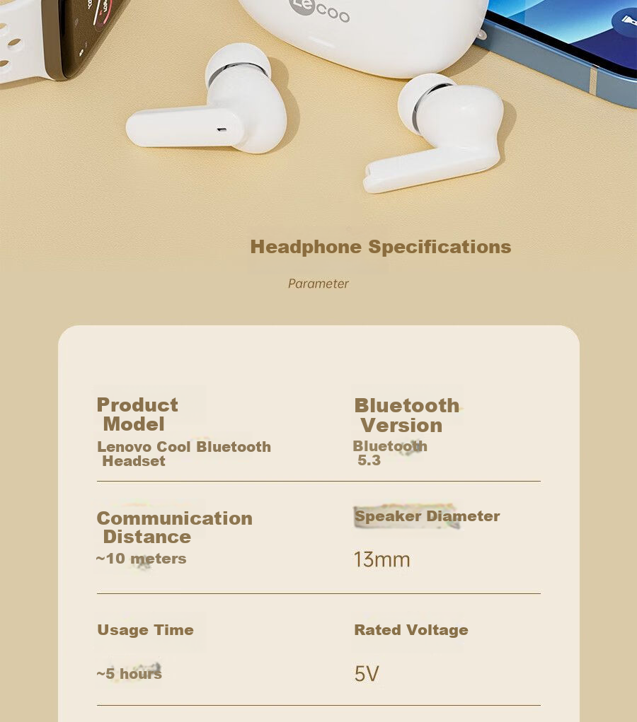 Lenovo Lai Ku EW322 True Wireless Bluetooth Earbuds, In-Ear Touch Control Music Gaming Sports Running Noise-Cancelling Earphones, Compatible with Apple Huawei Xiaomi Phones, Black 17