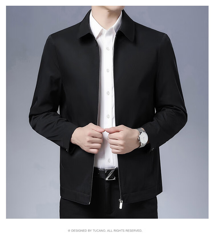TUCANO Men's Business Lapel Jacket Casual Versatile Fashion Top Black 3XL Father's Day Gift 4