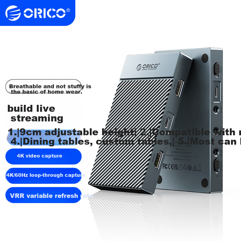 ORICO HDMI Video Capture Card, 4K 60Hz HD Live Streaming, Compatible with Sony And Canon Cameras, DSLR, PS5/Switch/Xbox/Gaming Phones/Computers/Laptops Capture Device