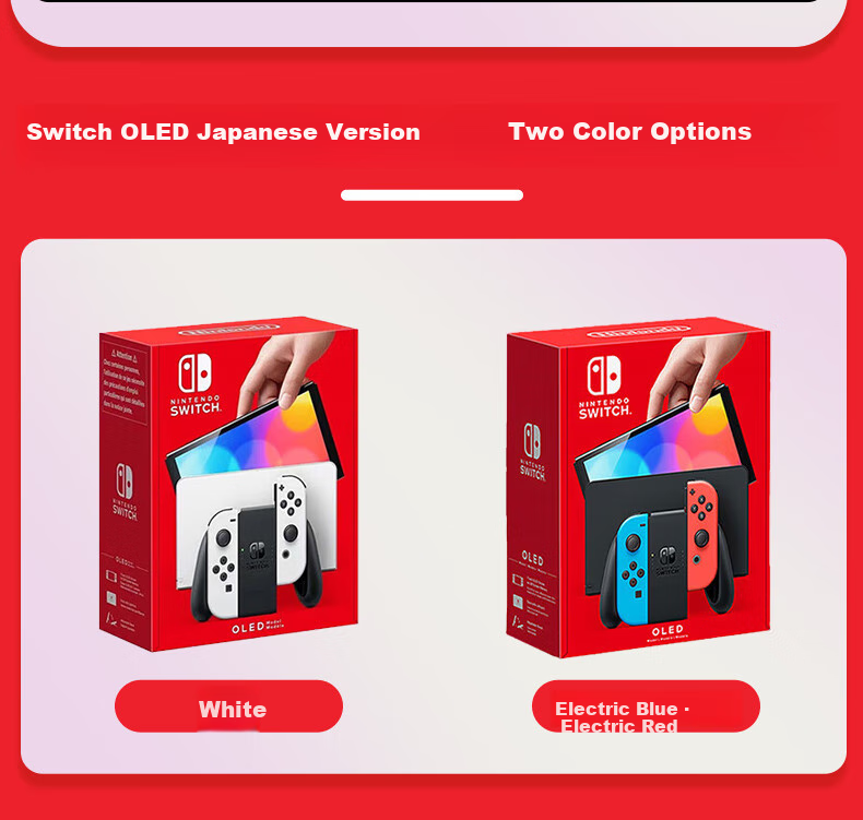 Nintendo Switch, Nintendo Gaming Console, Switch NS Hong Kong Version OLED Edition Game Console, with White Joy-Con, Portable Game Handheld 2