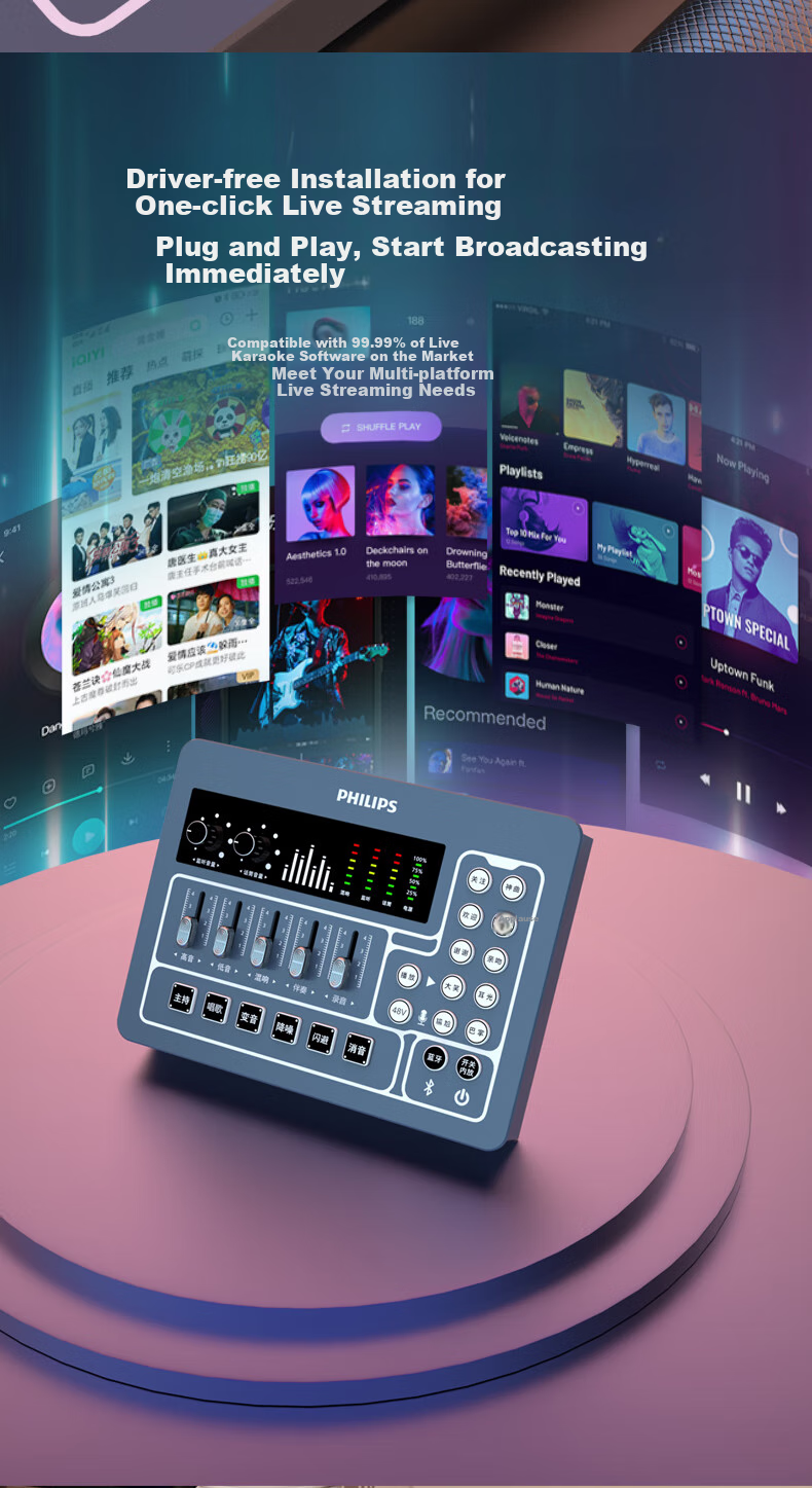 Feilipu Newly Upgraded 48V Mobile Phone And Computer Live Streaming Bluetooth Accompaniment Sound Card Device External Sound Card All-People Karaoke Live Recording DLM9316C Microphone with Dual Card Cable + Stand 8