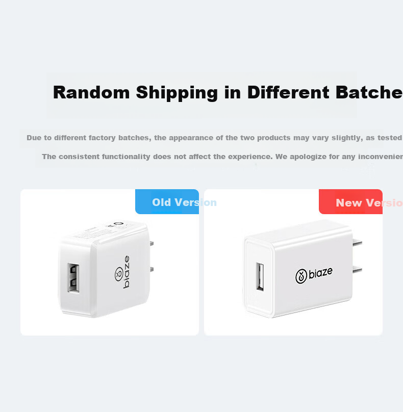 BIAZE 5V/2A1A Charger Head Compatible with Apple IPhone, Huawei Honor, Xiaomi Vivo, Meizu Phones, Xiaotiancai Earphones, Smartwatches, Bracelets, Fast Charging USB Power Adapter 1