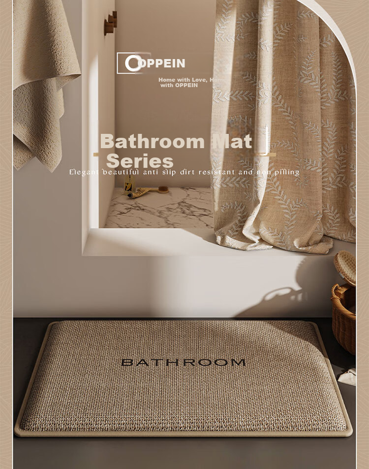 OPPEIN Bathroom Mat, Thickened Sponge Bath Mat, Absorbent Non-Slip Foot Pad, Toilet Carpet, Linen Washroom Doormat 3
