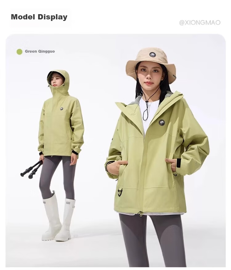 CAMEL Panda Outdoor Single-Layer Waterproof Jacket for Men And Women, Hard Shell Color Block Coat A34BA46169 Lime Green S 37