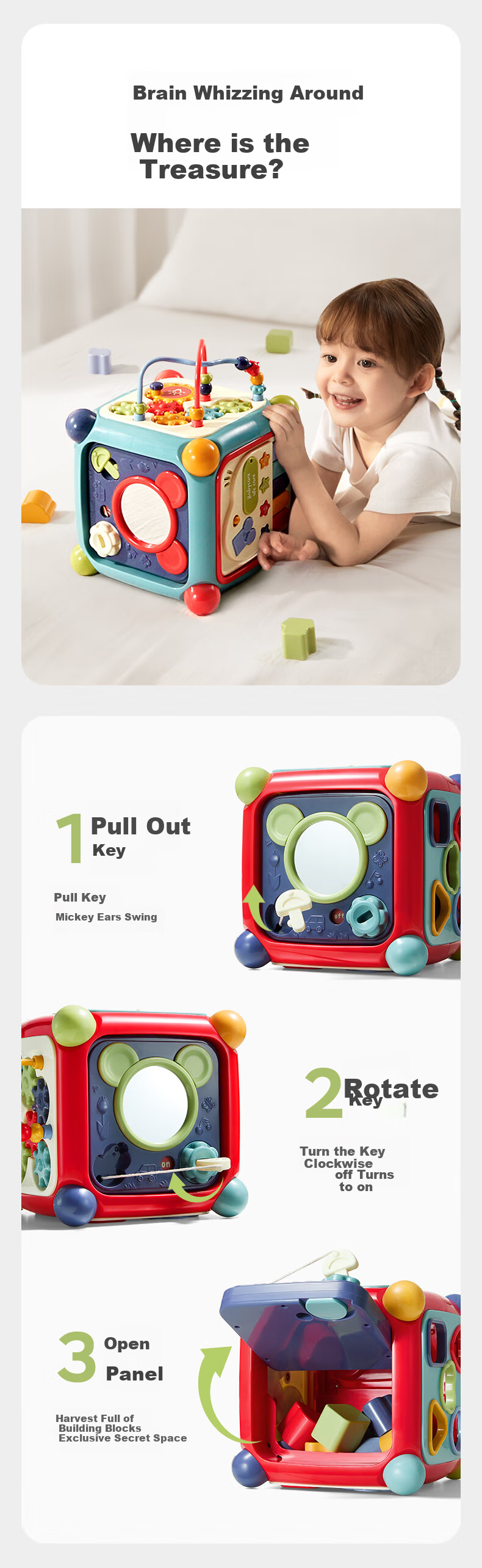 Babycare Six-Sided Box Multifunctional Baby Toy, Shape Matching Cognitive Building Blocks House, Koni Lain'er Children's Birthday And First-Year Gift 3