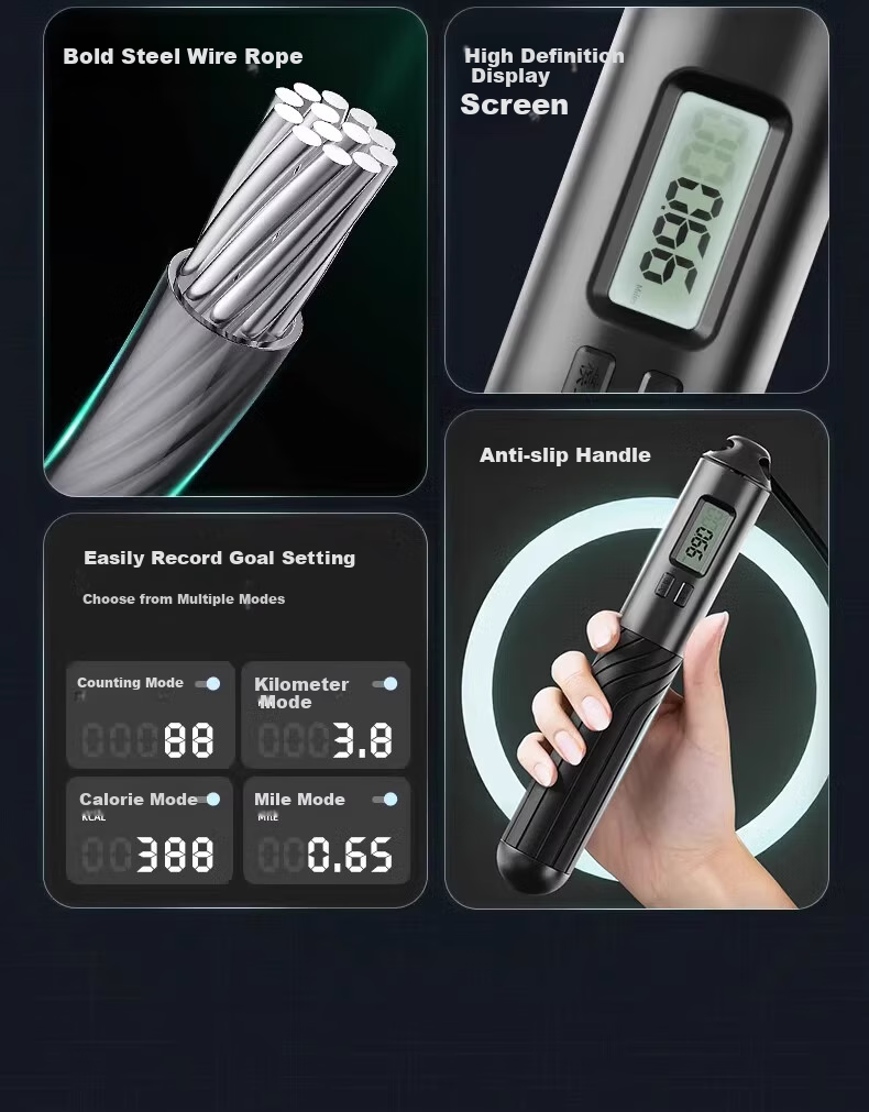 Li-Ning Counting Jump Rope for Adults, Children And Middle School Students, Specialized for Physical Education Exam Speed Test, Steel Wire Professional Weight Loss Rope 5