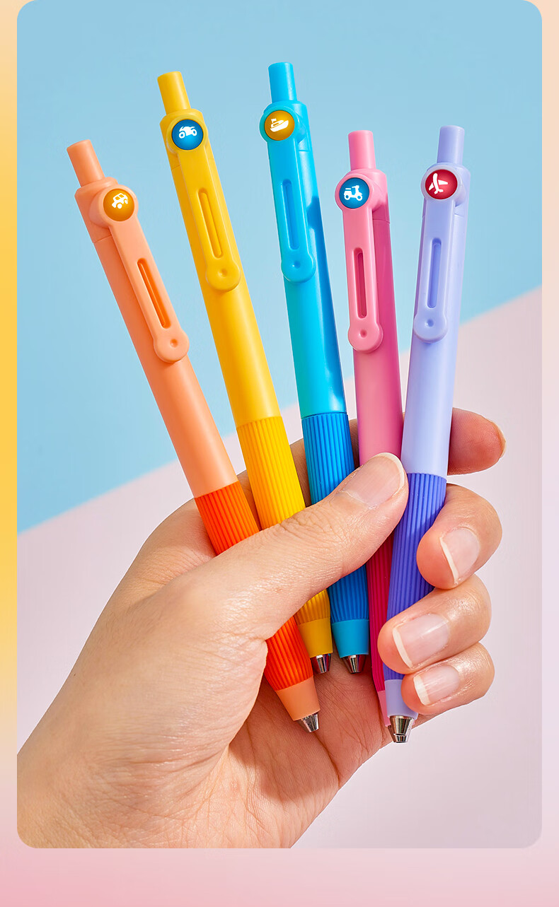 HERO Click Gel Pen Travel Explorer Squad Series Office Signature Black Ink Pen Student Exam Practice Journal Stationery Set Pink 4-Pack 0.5mm 2