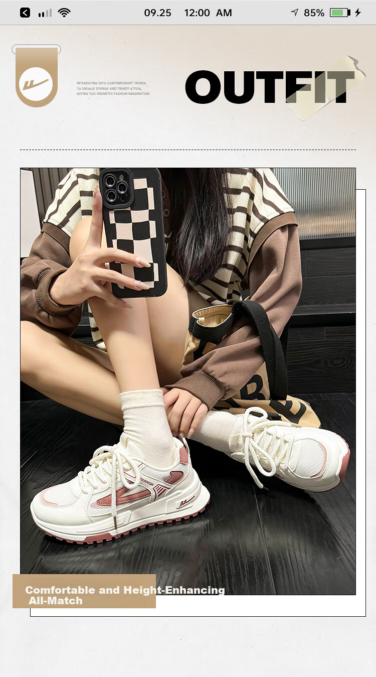 Huili Women's Shoes, 2025 Winter Fashion Youthful Sneakers, Versatile Mesh Sports Shoes for Women, Mika Khaki Color, Size 35 4