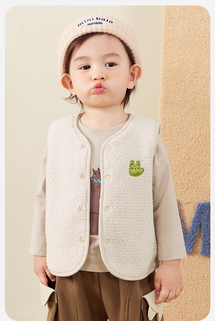 Minibala Unisex Lamb Plush Thickened Fleece Jacket 2025 Fall 8