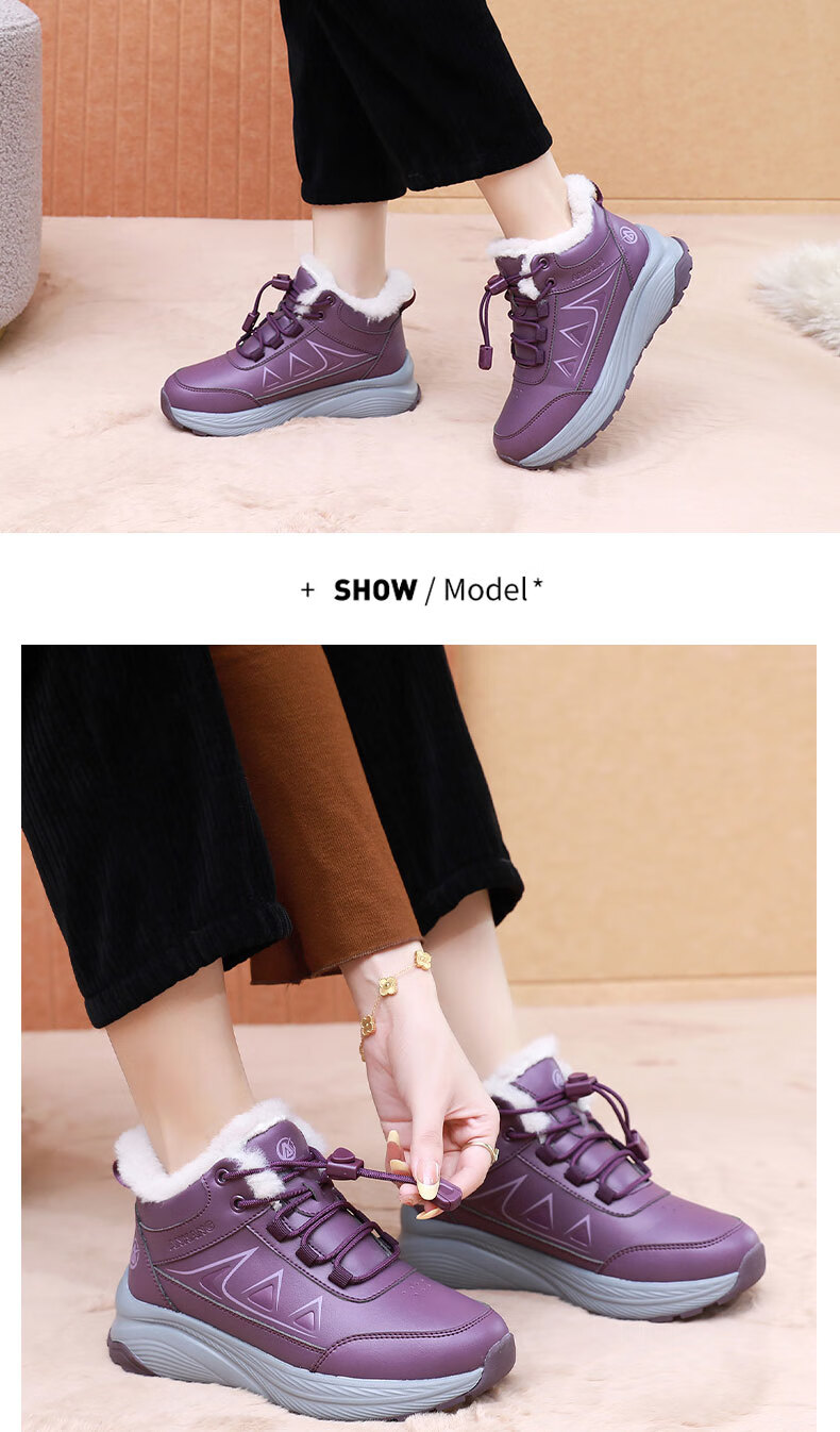 Anglerfish Old Beijing Women's Winter Cloth Shoes Thickened Wool Cotton Shoes Non-slip Soft Sole Walking Shoes A8010 Red Size 38 6