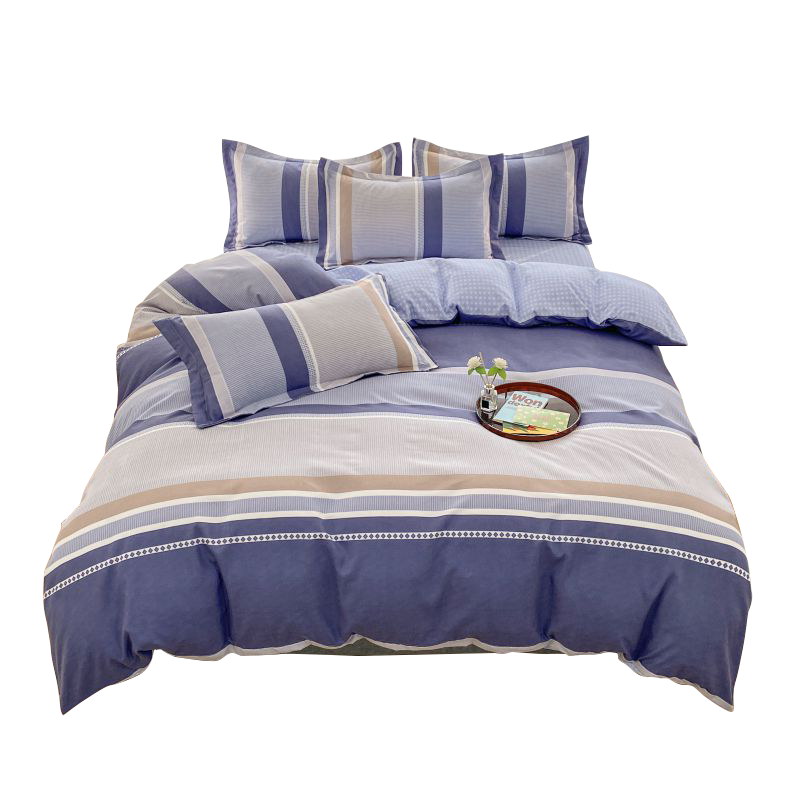 Hongdou Skin-friendly Bare Sleep 4-Piece Bedding Set for 1.5/1.8m Bed, Thickened Double Duvet Cover, Pillowcases, Bed Sheet, 200x230cm, Leo-Lan