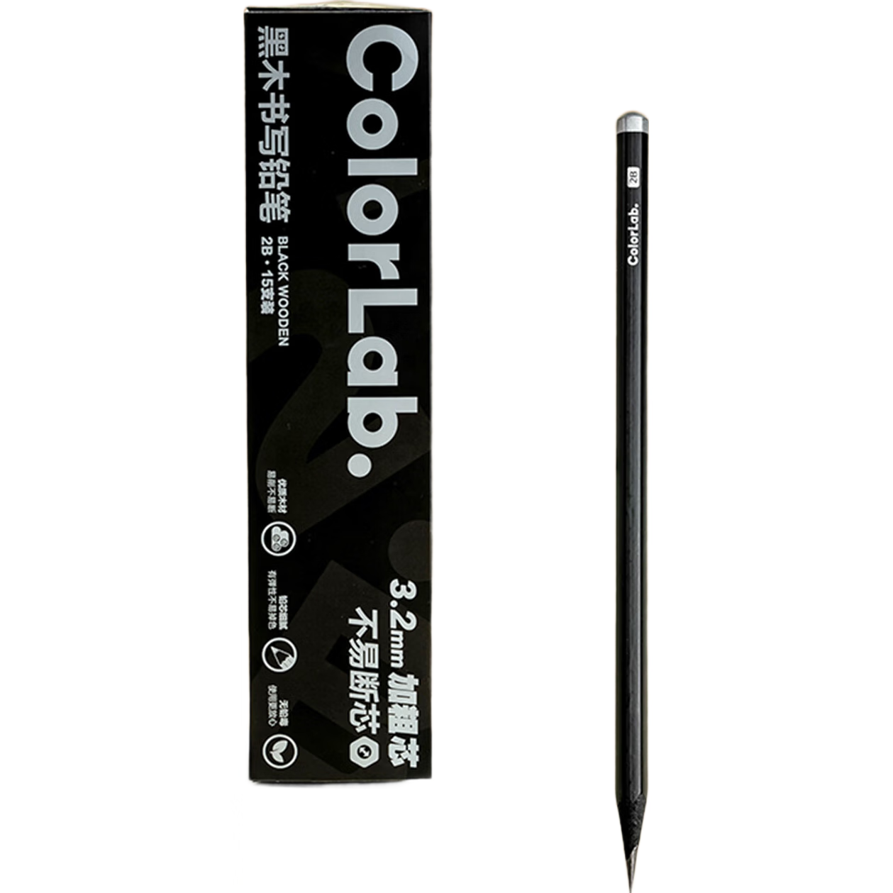 M&G Stationery 2B Pencils 15-Pack Black Wood 3.2mm Thick Core Hexagonal Barrel Marking Pencils for Primary School Students Exam Writing Practice AWP357S7