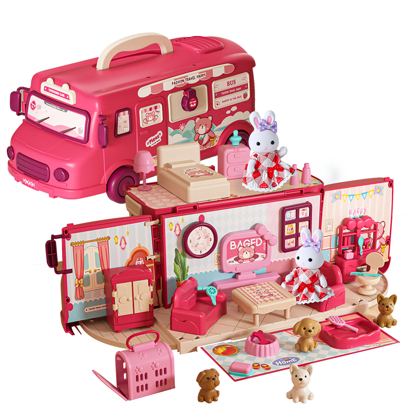 AoZhiJia Children's Pretend Play Toys for Girls 3-6 Years Old, Castle Toy Princess House Bedroom Bus RV Birthday Gift
