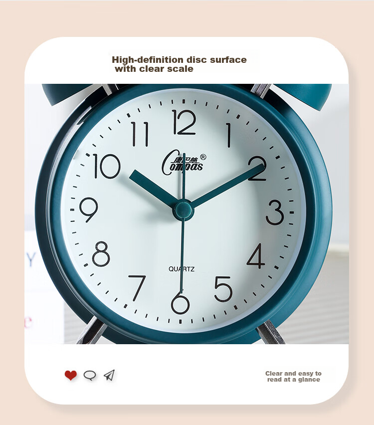 Compas Alarm Clock for Children And Students, Retro Mechanical Bell Alarm Clock with Loud Volume, Bedside Clock, Essential for Back-To Season, 2316 Blue Back-To Editio 8