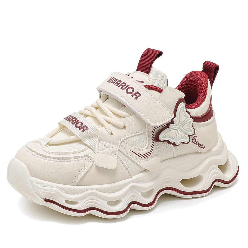 Warrior Girls' Fashion Cute Casual Shoes Lightweight Versatile Kids Sports Outdoor Running Shoes WZ-1787 Rice Wine Red Size 28