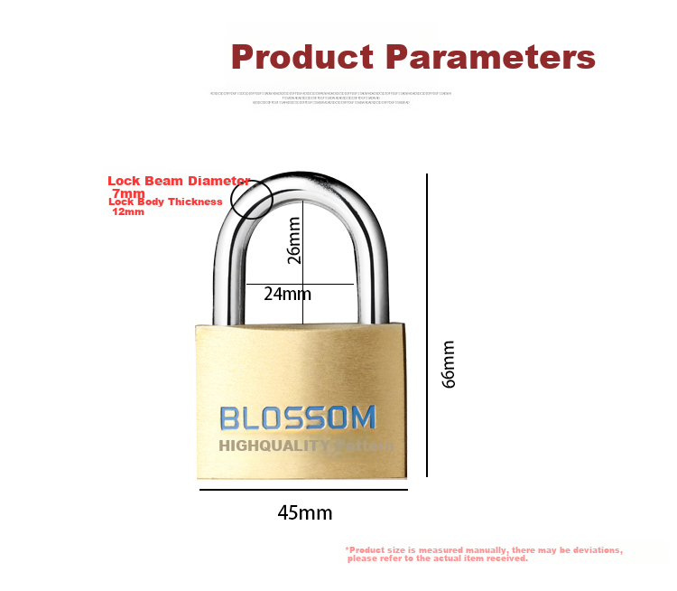 BLOSSOM Copper Padlock, 45MM, Double Latch Anti-Theft Rust-Resistant Lock, for Trunk And Cabinet Doors, 075 5