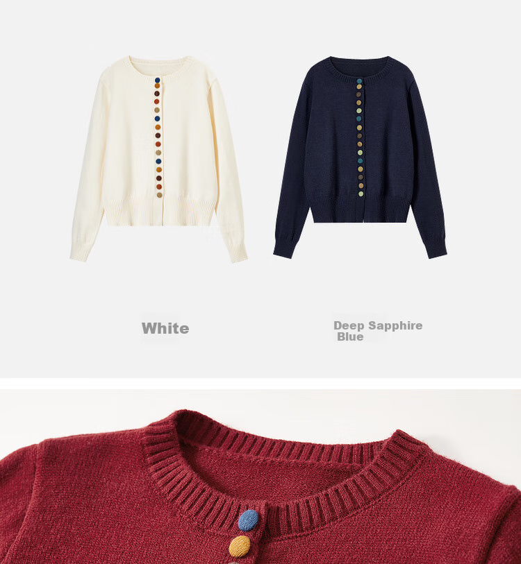 Sentubila Premium Knit Cardigan Women Autumn Winter Loose Slim Fit Petite Long Sleeve Jacket Top Dark Navy JM 24