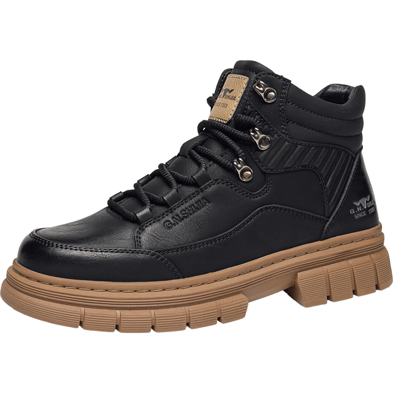 Bull Family [Zhang Ruoyun Same Style] Martin Boots Men 2026 New British Style Outdoor Wear-Resistant Work High-Top Boots