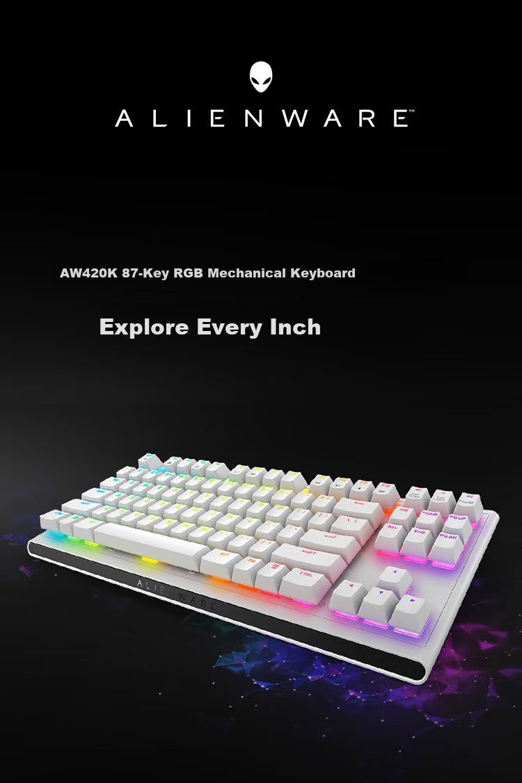 Alienware AW420K Wired Gaming Mechanical Keyboard with Red Switches, RGB Lighting, 87 Keys, TKL Layout, Fully Programmable, Holiday Gift, Black 1