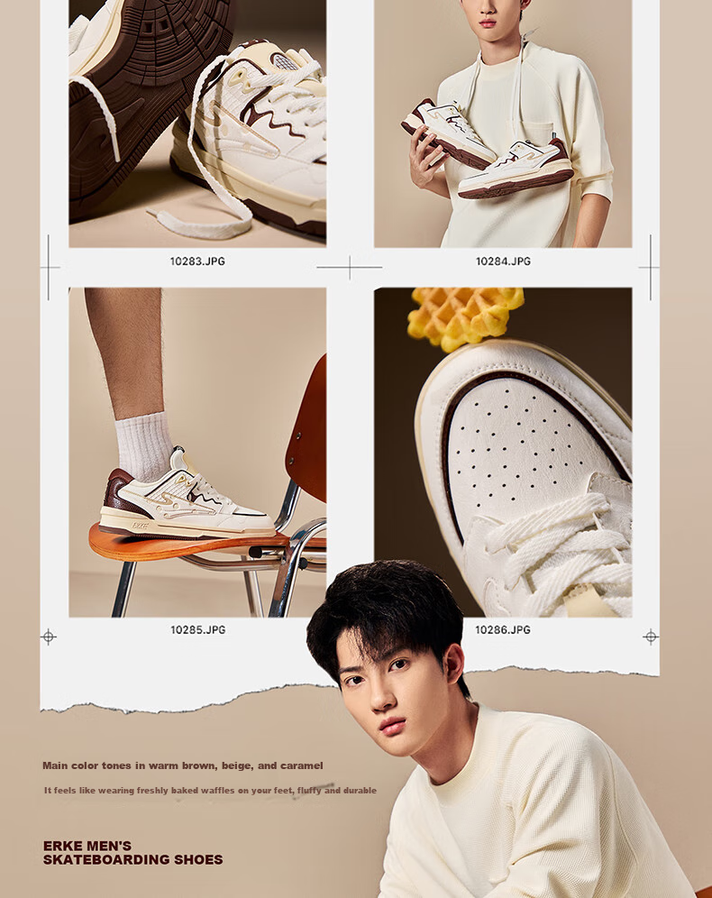ERKE Men's Skateboard Shoes, Summer New Style Breathable Versatile Casual Shoes Comfortable Sneakers | Wushuang 3.0 - Waffle 11