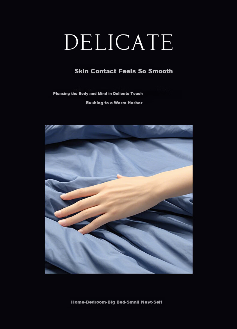 Grace Class A 7A Antibacterial Pure Cotton Xinjiang Cotton Bedding Set of Four Pieces, Duvet Cover 200*230cm, for 1.5/1.8m Bed, Royal Blue + Light Gray 6