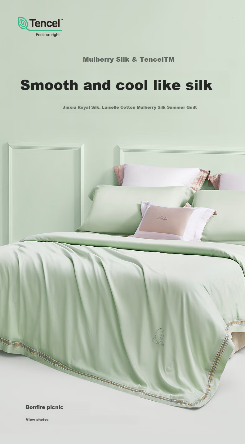 LUOLAI Home Textiles Silk Summer Quilt, 100% Class A Washable Lyocell Mulberry Silk Air Conditioning Comforter, Net Weight 6.2 Ji 1