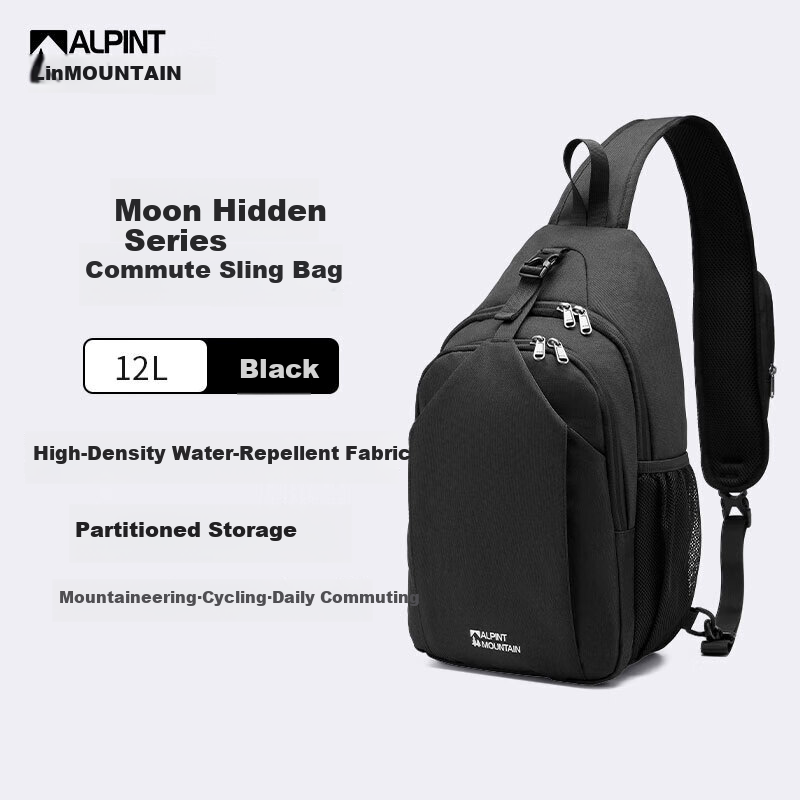 ALPINT MOUNTAIN Er'mengdu 12L Commuter Crossbody Bag, Large Capacity Chest Bag, Sports Outdoor Hiking Cycling Pack, Trekking Backpack for Me