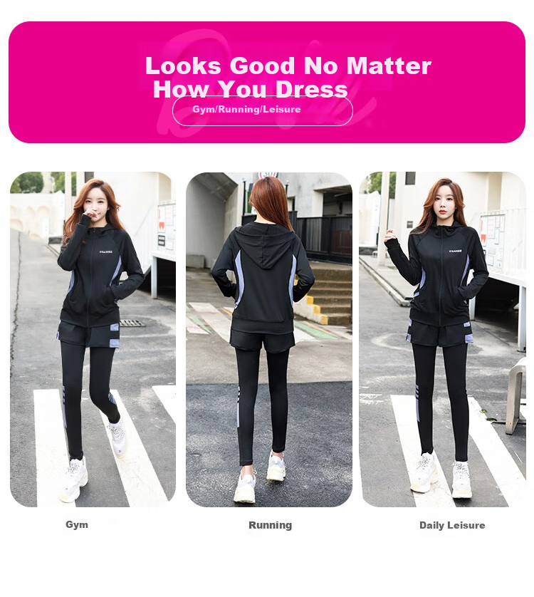 Barbie Sports Set of 3 Pieces for Women, Badminton Fitness Wear, Loose Casual Outfit, Running Clothes, Women's Sportswear Set 8