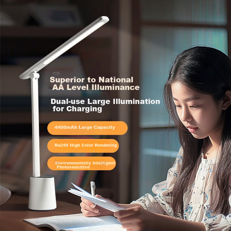 Midea National AA Luminous Efficacy Student Study Desk Lamp Children's Eye-Friendly Bedroom Dormitory Home Desk Reading Bedside Lamp Rechargeable Model