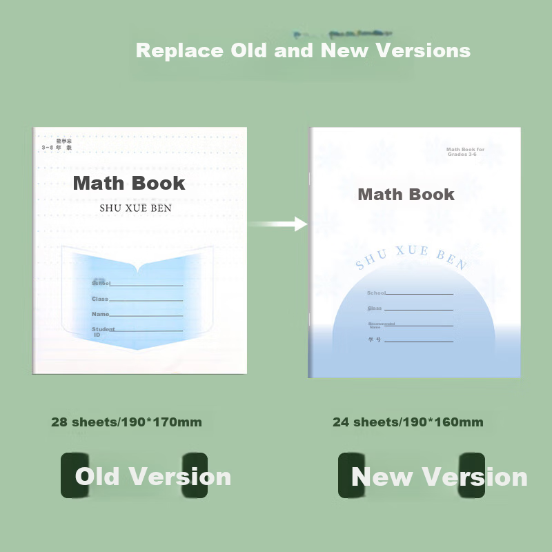 DiLe Thickened Homework Notebook for Grades 3-6, Phoenix Jiangsu 2026 Official Version Elementary School Exercise Book, 24K, 24 Sheets/book, 10 Books/pack, 7068A Mathematics Notebook 1