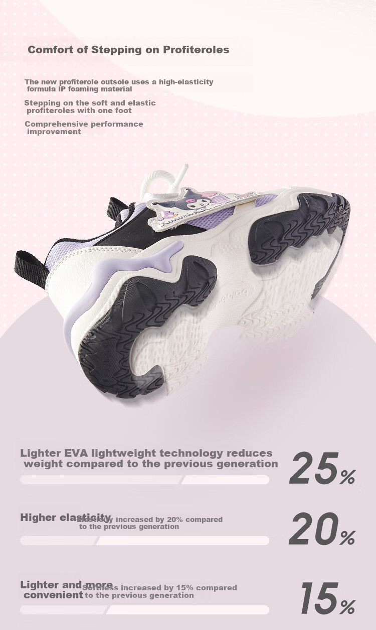BALABALA Children's Shoes, Girls' Sports Shoes for Autumn, Breathable Dad Shoes [Kuromi] 208325140009 4