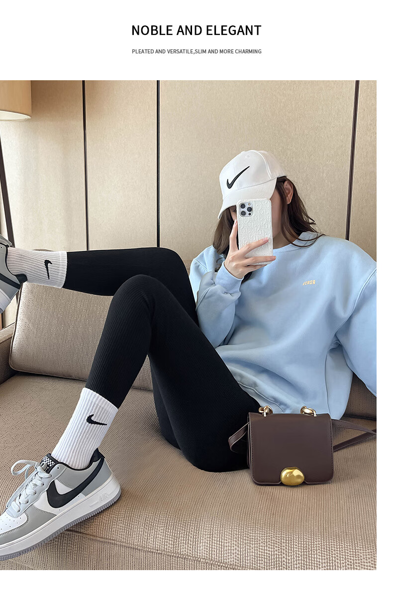 LangSha Women's Autumn Fleece-Lined Slim Fit High Waist Stretchy Sports Leggings Dark Gray 7