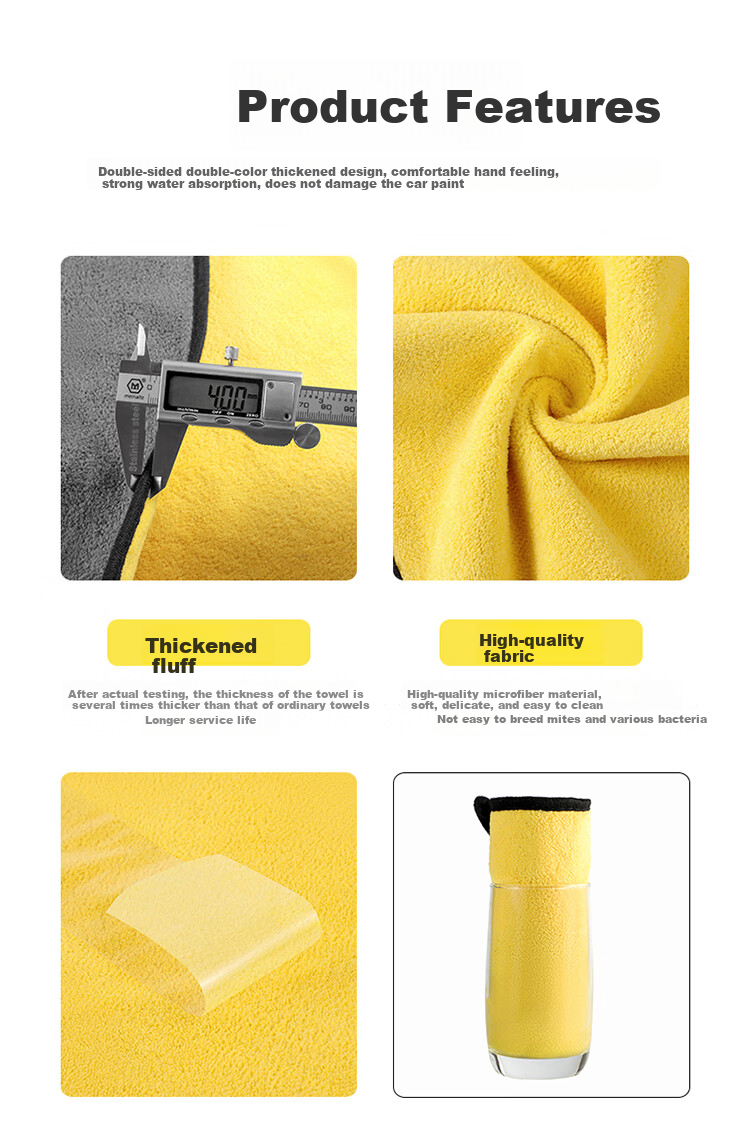 JPLAYER Car Wash Towel Cleaning Cloth Coral Fleece Absorbent Cleaning Household Cleaning Car Wiping Towel 30*60CM 3 Pieces 2