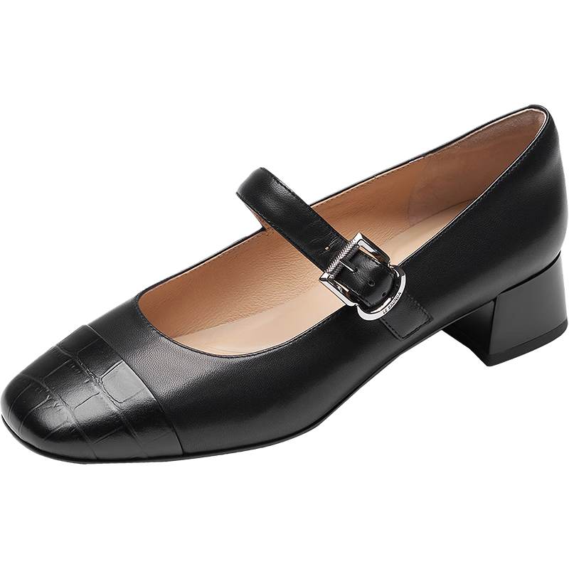 Le Saunda 2025 Autumn Winter Fashion Commuter Chunky Heel Genuine Leather Mary Jane Shoes for Women 6T35405 Diwa Black BKK37