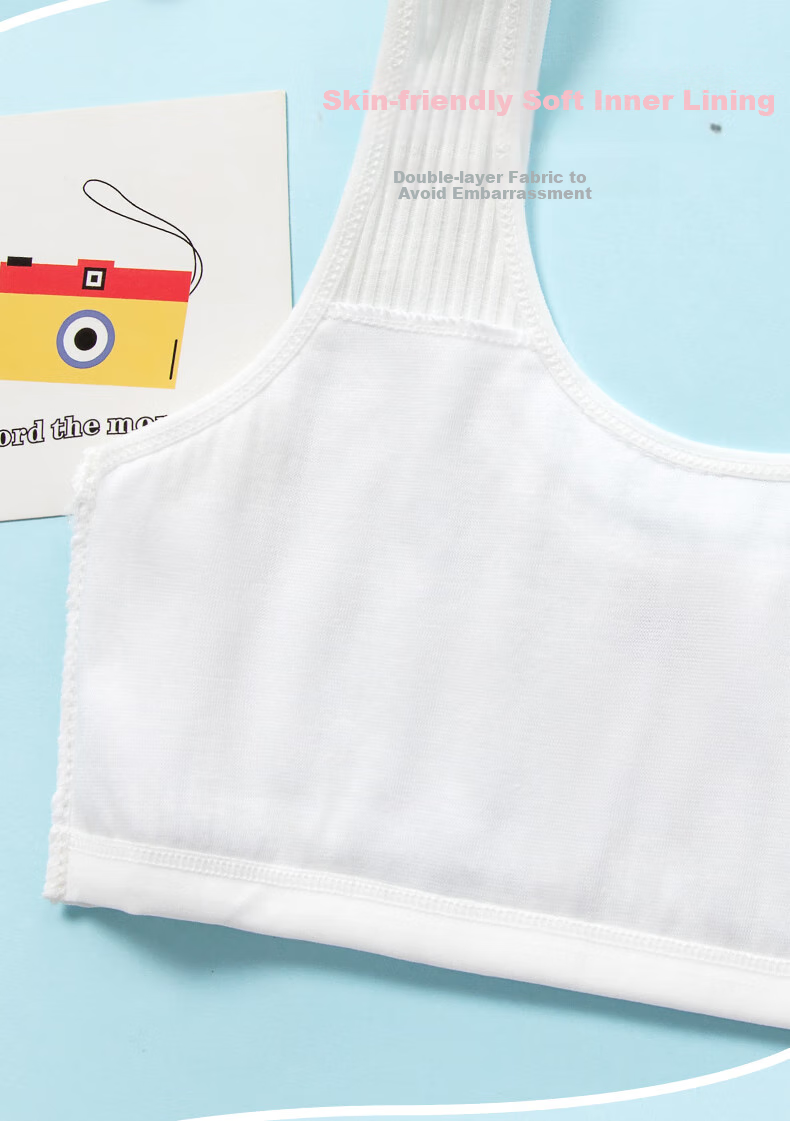Dingguagua 2-Piece Girls' Underwear, First Stage Children's Puberty Cotton Anti-Nipple Show Bra for 8-14 Year Old Girls 5