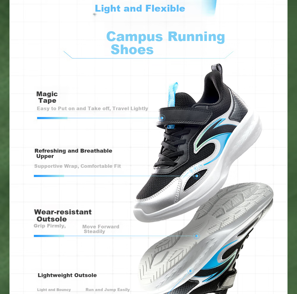 Anta Kids Boys Big Children Running Shoes 2025 Breathable Comfortable Durable Mesh Sports Shoes A12535515 2