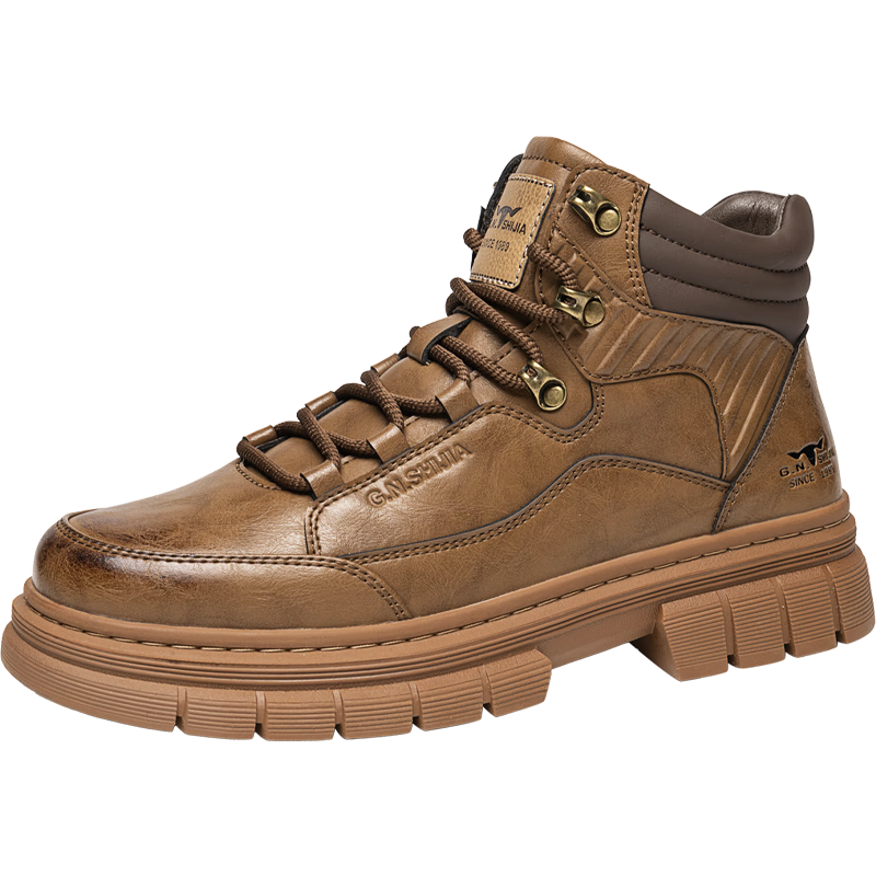 Bull Family [Zhang Ruoyun Same Style] Martin Boots Men 2026 New British Style Outdoor Wear-Resistant Work High-Top Boots
