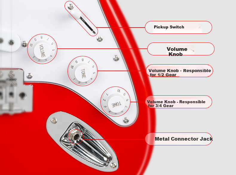 Minsine Electric Guitar for Beginners, Suitable for Male And Female Students, Primary And Secondary School Students, Adults, Universal Single Tremolo ST Electric Guitar Entry-Level Musical Instrument 7