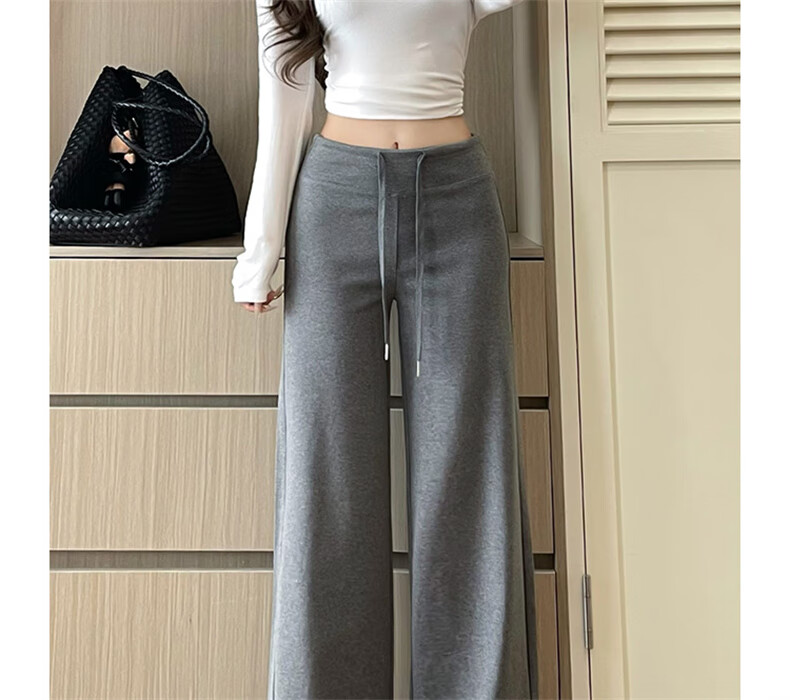 Langsha Women's Draped Wide-Leg Pants 2026 Spring New High-Waist Casual Loose Sports Slim Straight Sweatpants 2