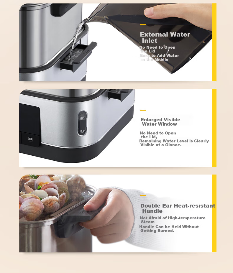 Donlim Electric Steamer Multi-Functional Steaming Pot Stewing And Cooking All-In Electric Steamer Double-Layer Stainless Steel Timer Keep-Warm Home Large Capacity Steamer Suitable for Babies Automatic No-Fire DL-1005A 31