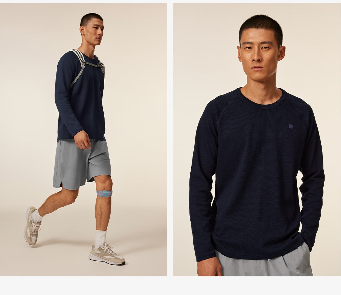 Keep Men's Sports T-Shirt Autumn Winter Fitness Waffle Breathable Anti-Pilling Textured Running T-Shirt K100 Roaming Home 8693 18