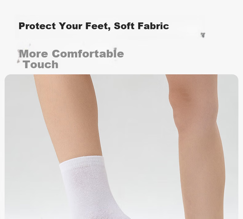 Briars Disposable Women's Mid-Calf Socks, No-Wash Daily Disposable Antibacterial Breathable Socks, Sports Socks, White, 20 Pairs 10