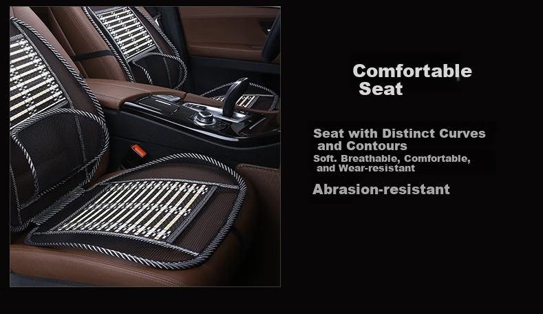 Dijialun Car Seat Cushion, Summer Cooling Pad, Wooden Bead Front Row Single Piece Seat Cover, Ventilated Truck Seat Cover, Cooling Mat, Office Chair Lumbar Support, Headrest Pad, All-Season Universal, Coffee Color with Headrest 10