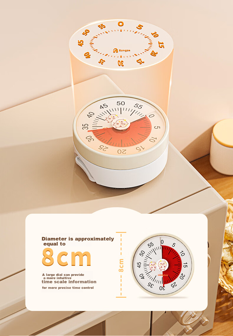 KATEI STORY Japanese Kitchen Timer-Specific Alarm Clock, Timer, Mechanical Visual Time Display, Magnetic Countdown Reminder 12