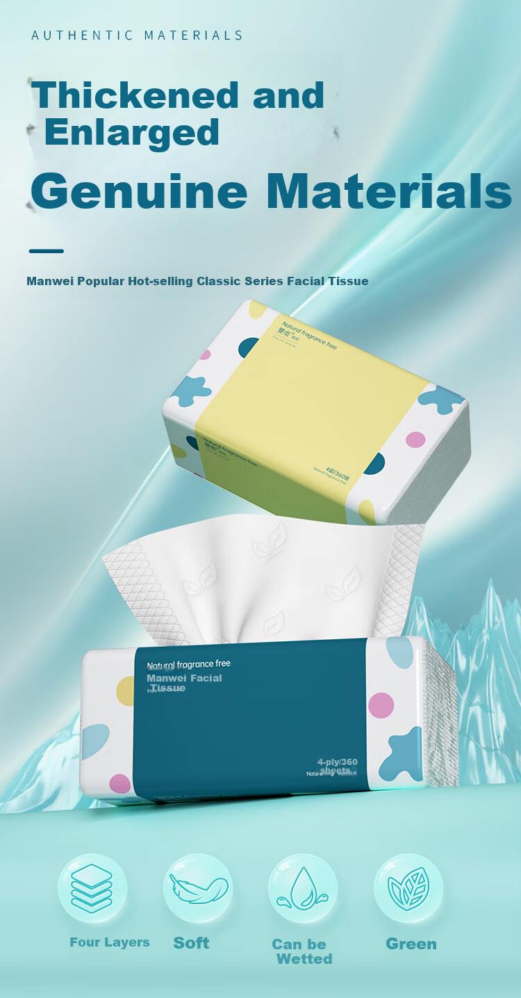 Monvezo Facial Tissues, Large Size 4-Ply 90 Sheets*24 Packs M Size, Thick Large Pack Tissues, Face Towels Boxed Set 1