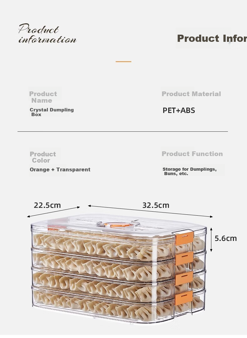 LONGSTAR Dumpling Freezer Box, Wonton Storage Container, Food-Grade Tray, Refrigerator-Specific Frozen Wonton Preservation Box, Four-Layer 9